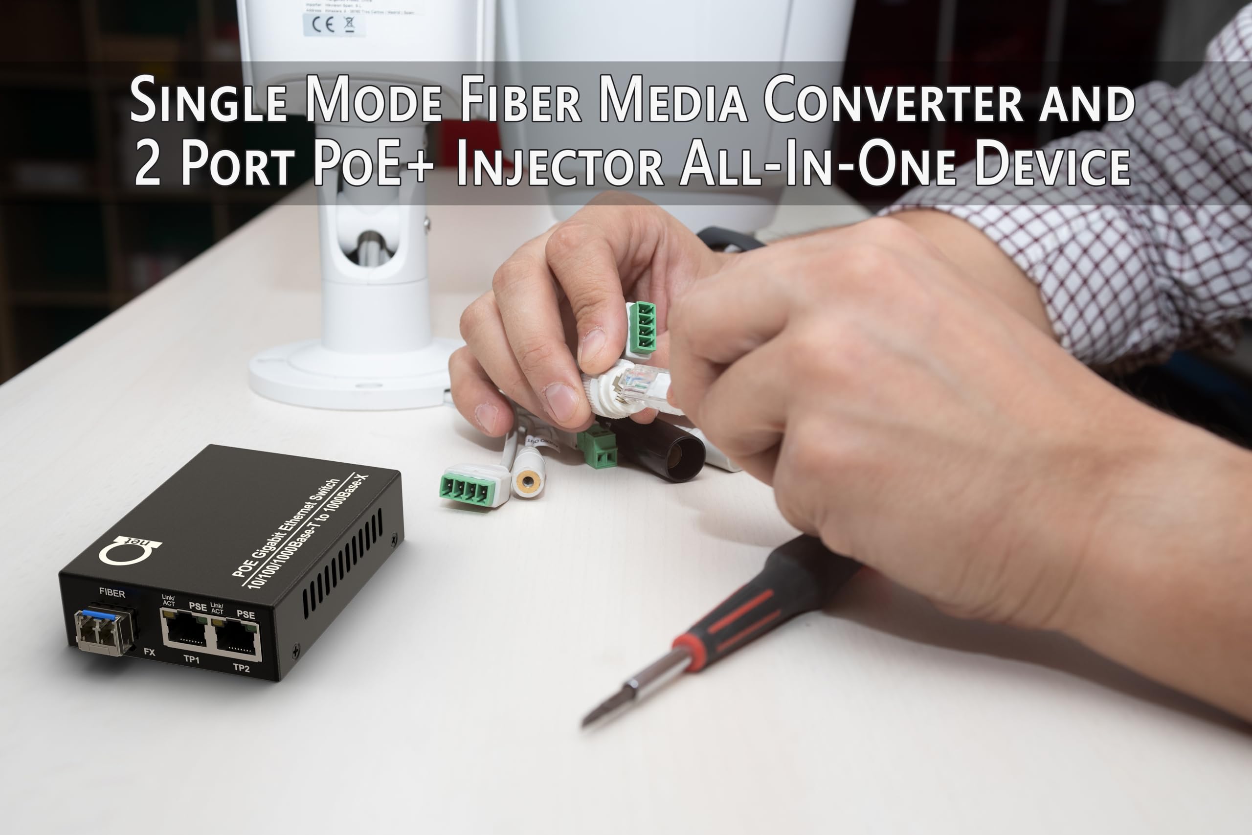 2 PoE Port Gigabit PoE/PoE+ Single Mode LC 1310nm Fiber Media Converter - Supplies IEEE 802.3 PoE & PoE+ PSE Power Over Ethernet & Extends over Singlemode Fiber with PoE PSE Support up 20km (12.42 Mi)