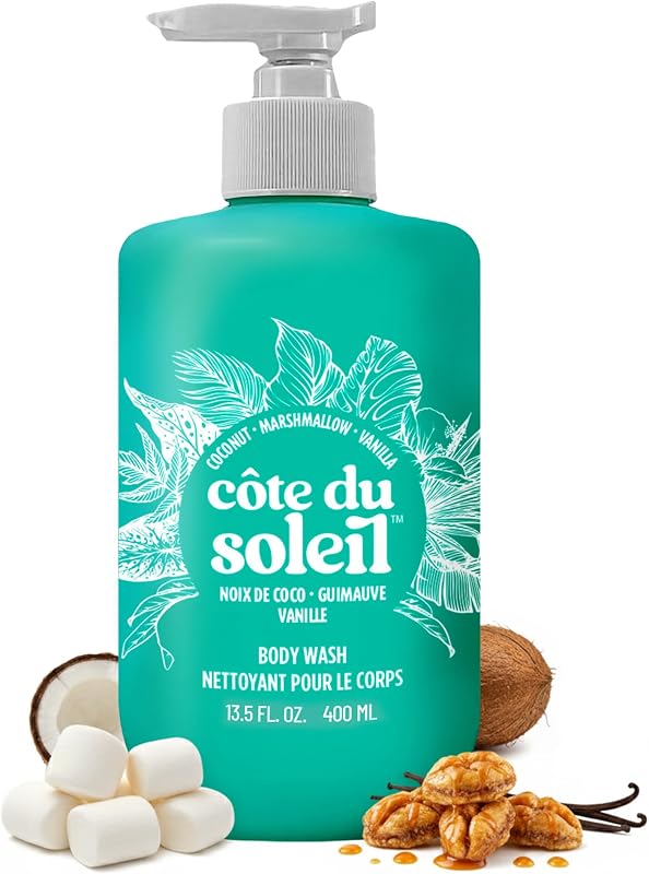PB ParfumsBelcam Côte du Soleil Body Wash for Women – Sweet Beachy Gourmand Scent with Coconut, Marshmallow & Vanilla – Moisturizing Shower Gel, Hydrating Body Wash for Daily Use, 13.5 fl oz