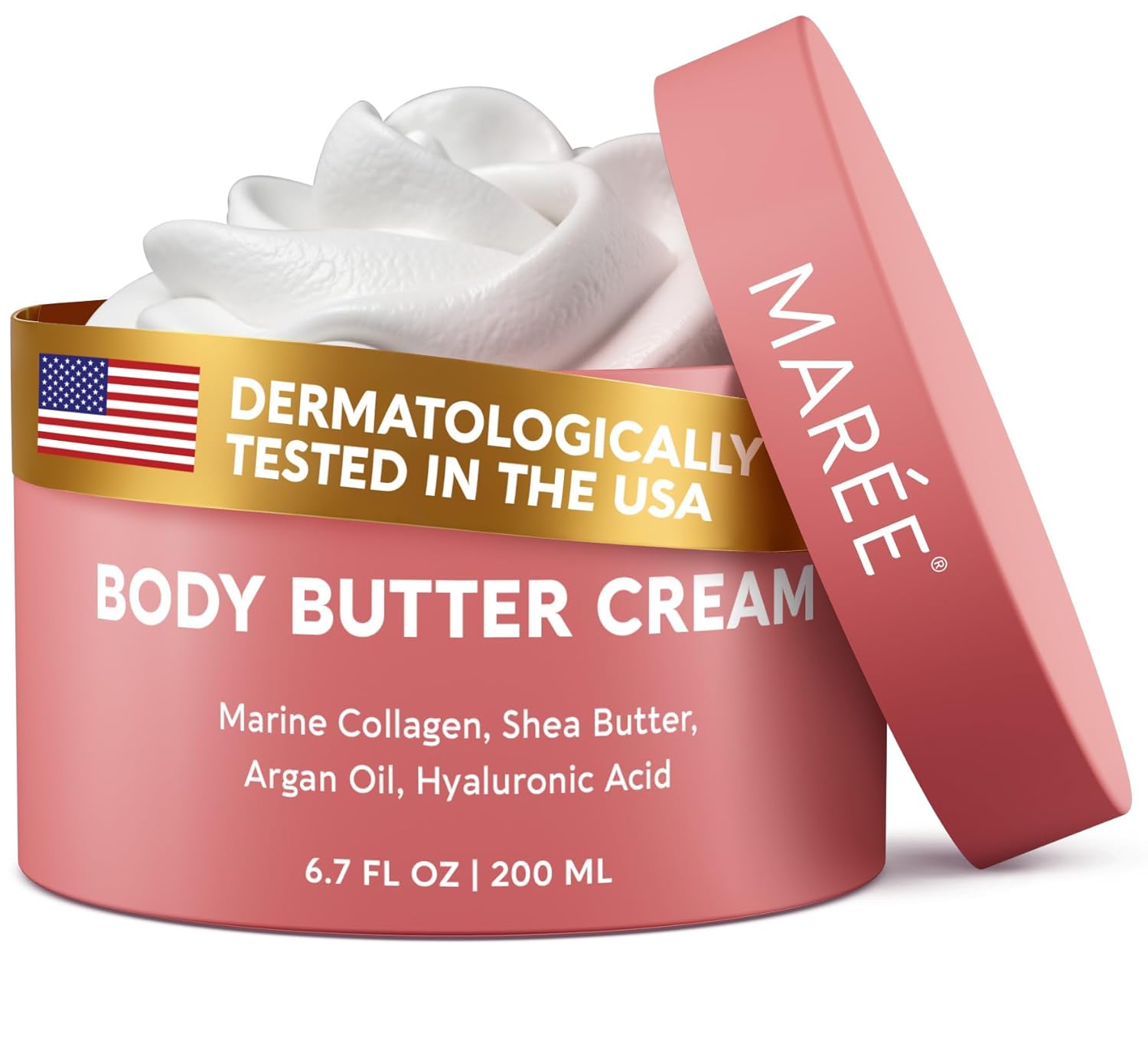 MAREE Moisturizer Body Butter Cream – Whipped Body Butter for Women Smell Good – Facial Moisturizer for Dry Skin – Face Hand Body Cream for Women & Men with Marine Collagen, Shea Butter & Argan Oil