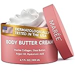 MAREE Moisturizer Body Butter Cream - Whipped Body Butter for Women Smell Good - Facial Moisturizer for Dry Skin - Face Hand Body Cream for Women & Men with Marine Collagen, Shea Butter & Argan Oil