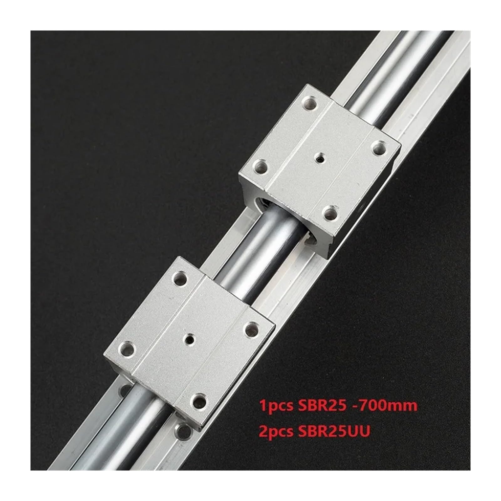 Rail de Support SBR25 L-700mm, Guide linéaire + 2 Blocs de roulements linéaires SBR25UU, 1 pièce