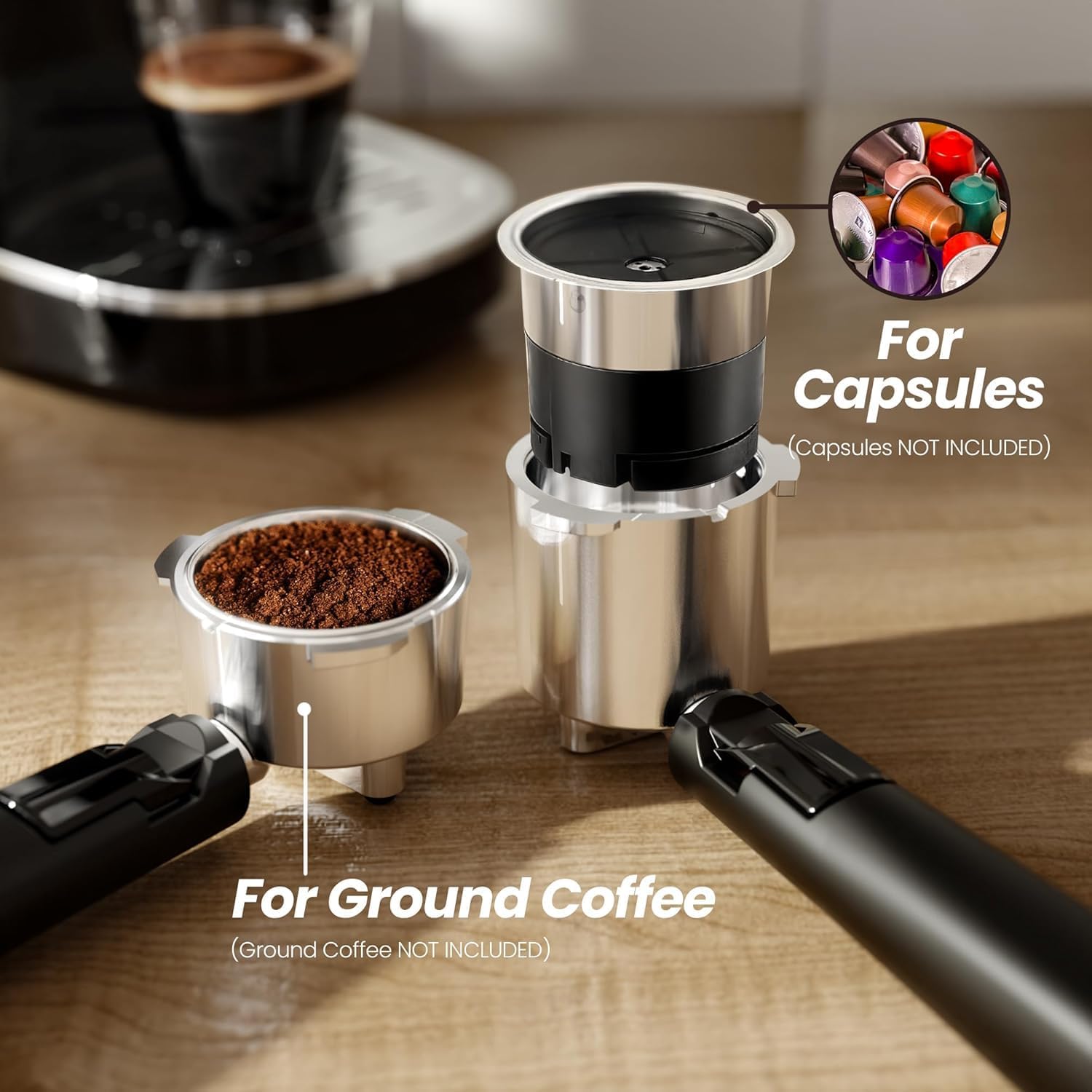 Kismile 20-Bar Espresso Machines,Semi-Automatic Espresso Machines with Milk Frother Steam Wand and Capsule Compatible,Professional Makers with Removable Water Tank for Latte &Cappuccino(BLACK)