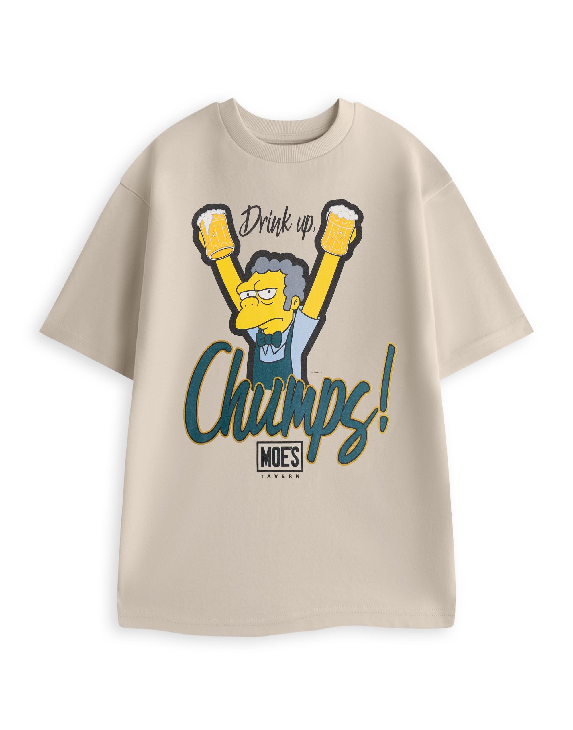 The Simpsons - Men's T-Shirt - Moe's Tavern Graphic Tee - L - Beige