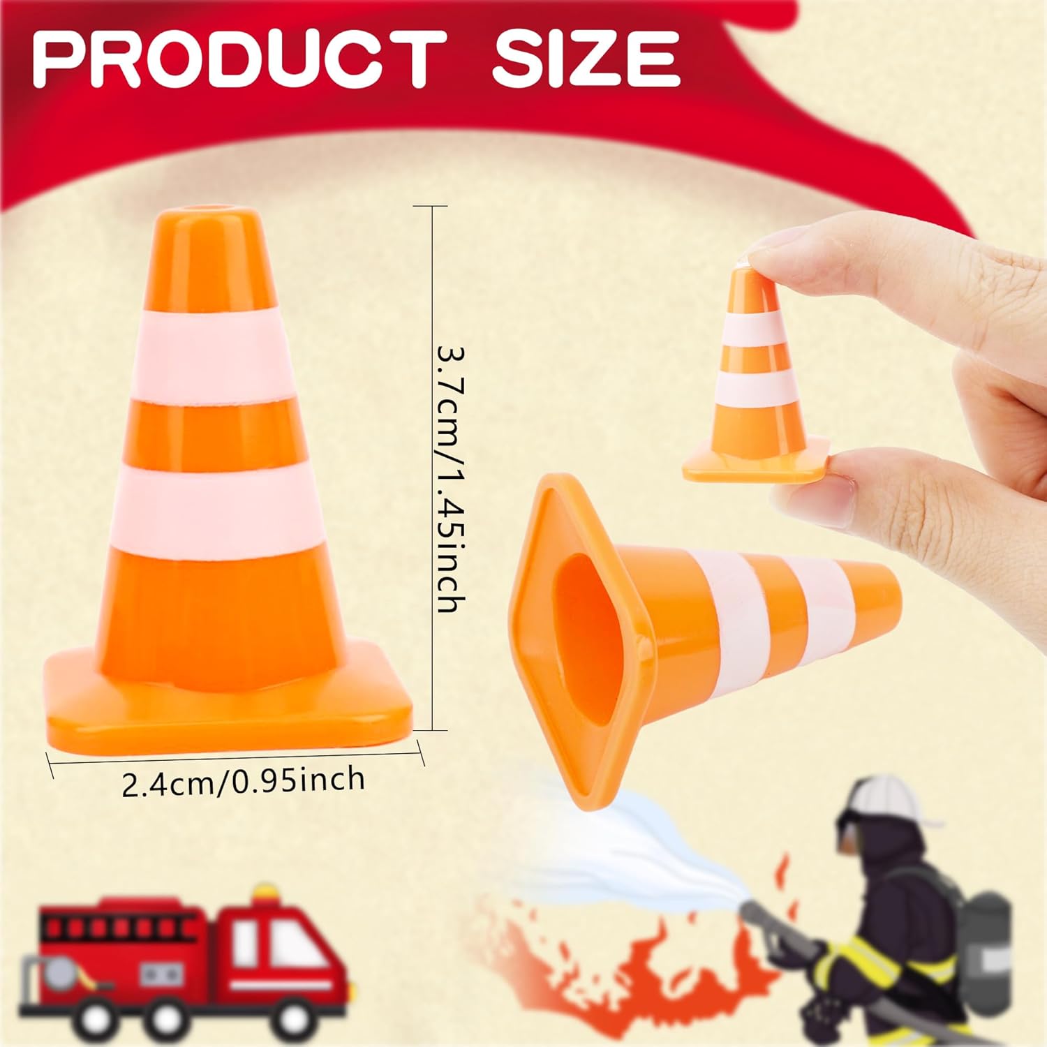 40 Pack 1.5 Inch Mini Plastic Traffic Cones Small Orange Cones Training Roadblock Cones for Road Sign Construction Theme Party Sports Activity Model