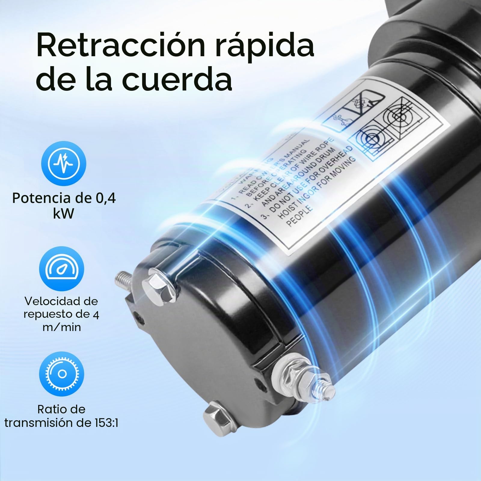 Cabrestante eléctrico 12V 0,4KW con control remoto y 6m de cable de acero, 900kg de fuerza de tracción, elevador de cable compacto para ATV, coche, barco, remolque, todoterreno y rescate