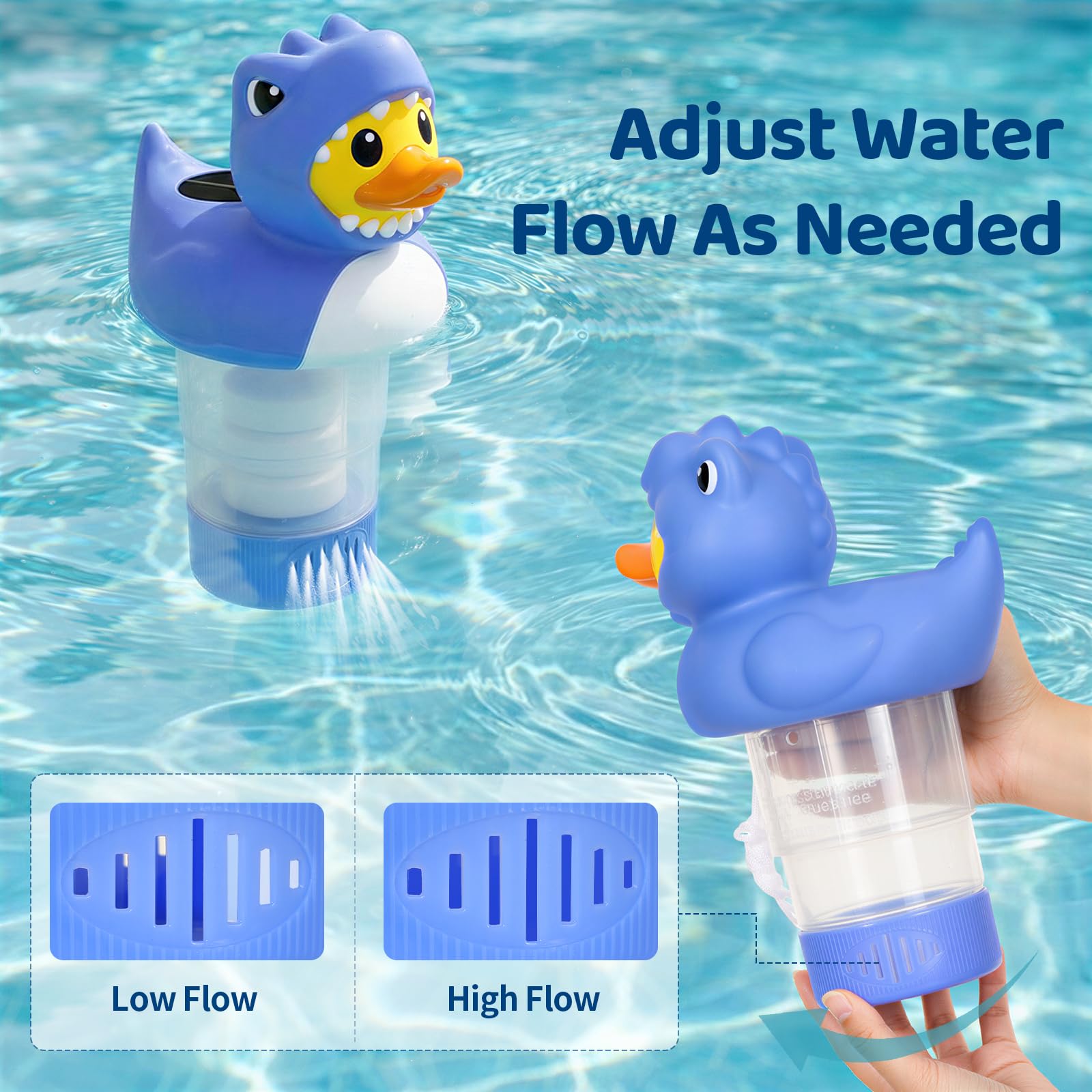 Housolution Flotteur Solaire de Chlore Piscine, Distributeur Flottant à Lumière, Convient Tablettes 4x3in, Libération Réglable, Ouverture Facile & Anti-Enfoncement,Flotteur Piscine Jacuzzi SPA, Canard