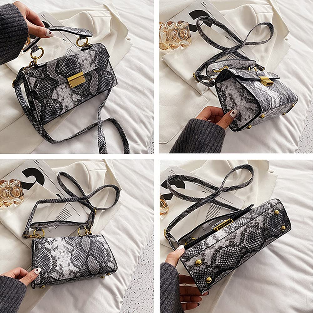 Bolso Bandolera Pequeña para Mujer en Cuero PU Bolso de Hombro con Estampado de Piel de cocodrilo Moda Bolsos de Mano con Bandolera para Damas Bolso de señora Carteras de Mano y Clutches