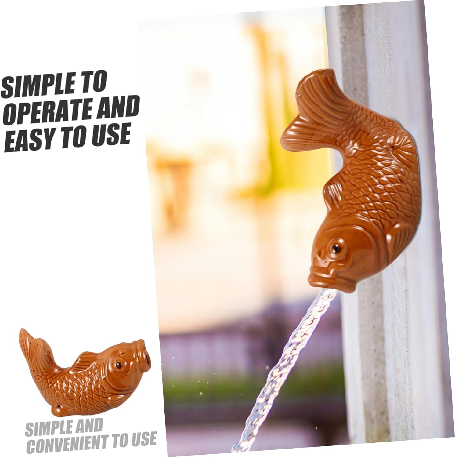 LIFKOME Landscape Waterfall Fish Fountain Decor Compact Ceramic Outdoor Water Spout for Courtyards and Gardens Creates Relaxing Atmosphere and Enhances Aesthetic Appeal