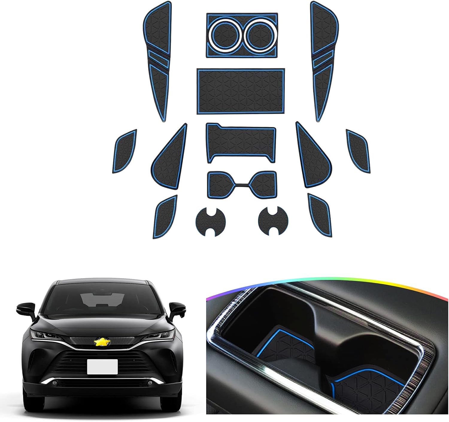 Sktu トヨタ ハリアー 4代目 80系 車用ノンスリップマット 清潔感 騒音軽減 傷消し ランキング総合1位 無臭無毒 滑り止め 専用設計 エコ材質 青 衝撃吸収 汚れ防止 ポケットマット ゴムシート 車内インテリア 車用アクセサリー 内装パーツ