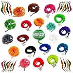 SHENGSEN 40Pcs Fuzzy Worm Toys, Magic Fuzzy Worms on String Bulk Trick Toy Carnival Kid Party Favors for Kid Cat (20 Colors)