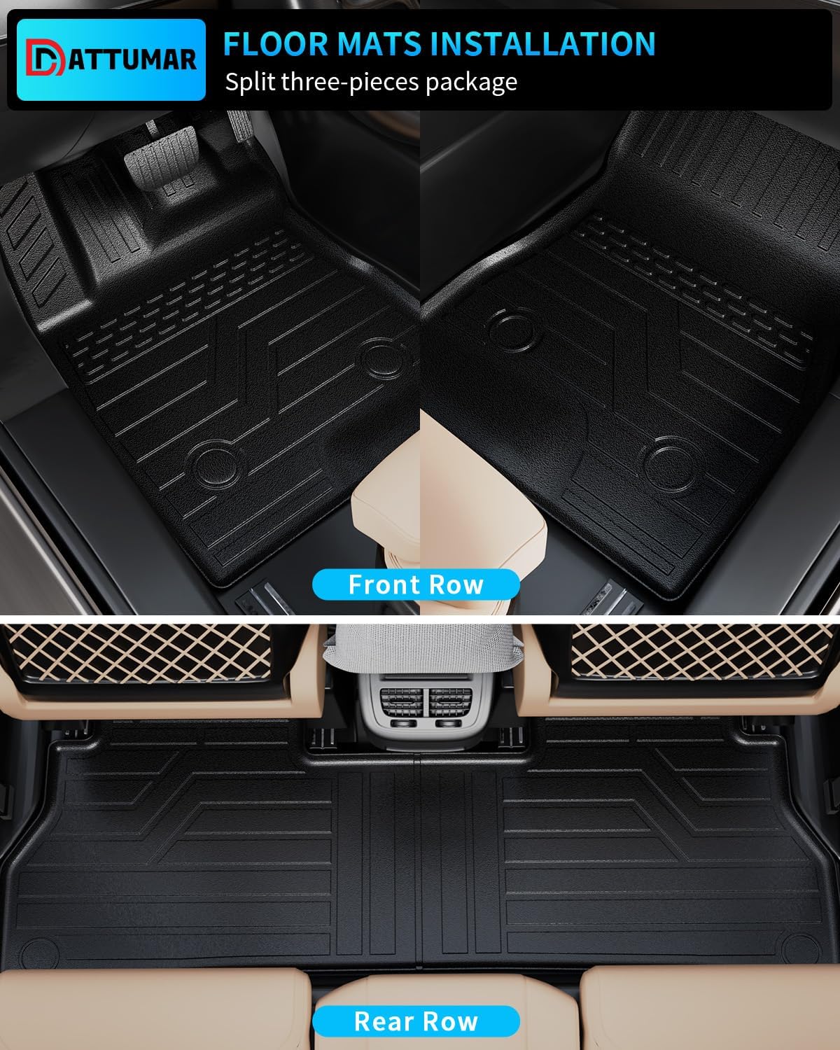Floor Mats Compatible with 2024 2025 2026 Chevrolet Trax Buick Envista Cargo Mat Trunk Liner Back Seat Cover 2024 Chevy Trax Accessories (Trunk Mat with Backrest Mat+Floor Mats) - Image 3