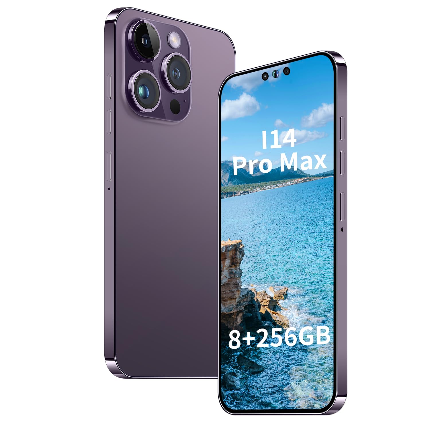 XUANMEIKEUnlocked Phone A14 PROMAX Smartphone 8GB+256GB Cell Phone 24MP+50MP Camera Pixels 6800mAh Battery for Extended Standby 6.7 inch HD Screen Mobile Phone 5G Dual SIM (Purple)