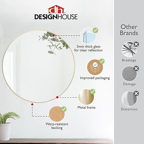 Miniatura 6 de Design House Kenna - Espejo redondo para pared, 24 pulgadas, marco de metal moderno, para sala de estar, dormitorio, baño, espejo de tocador,