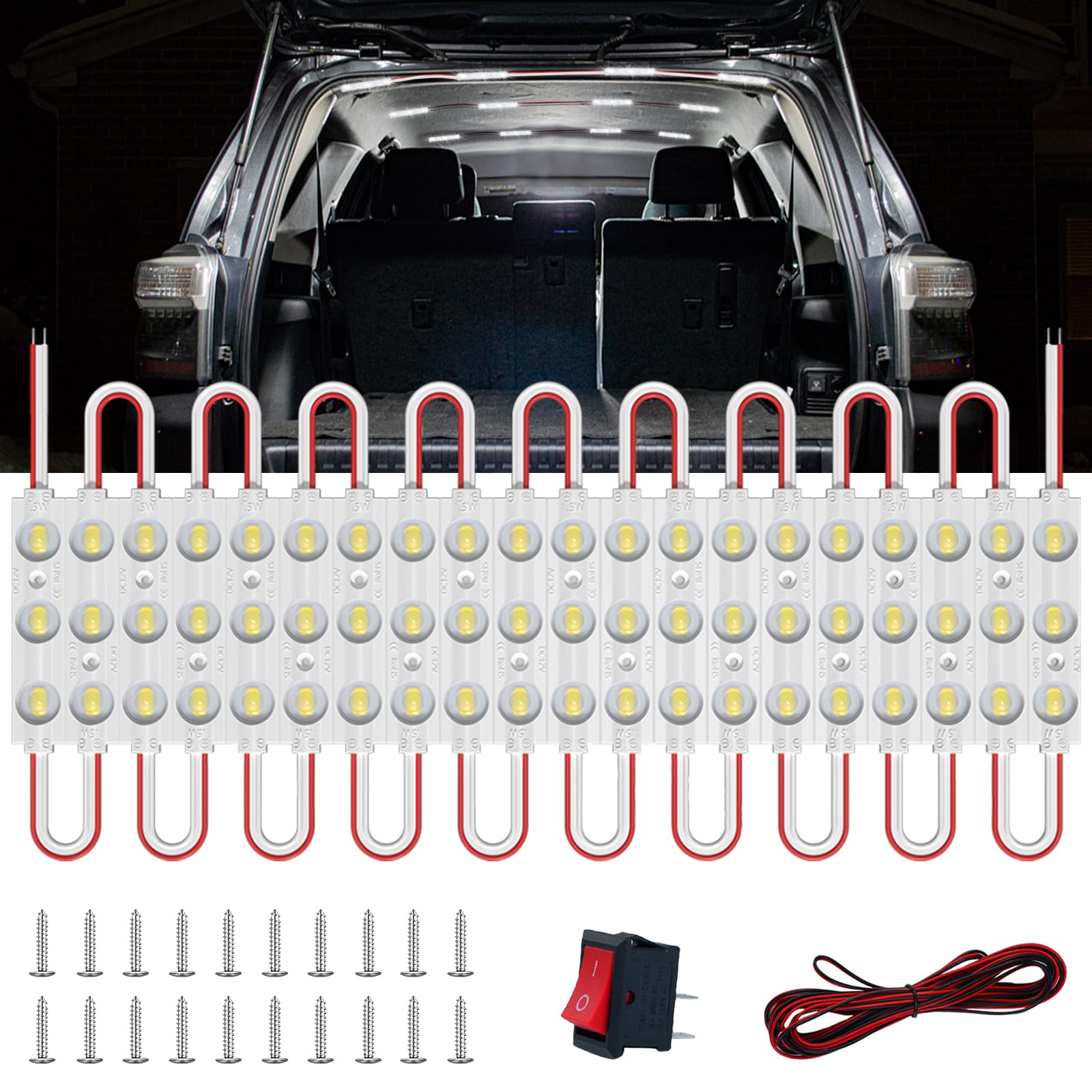 12V 60 LEDs Van Interior Light Kits, LED Module Lights White Car LED Ceiling Lights Kit Dome Lamp for Van RV Truck Auto Vehicle Boat Caravan Lorries Camper Cargo Christmas Decor Lights, 20 Modules