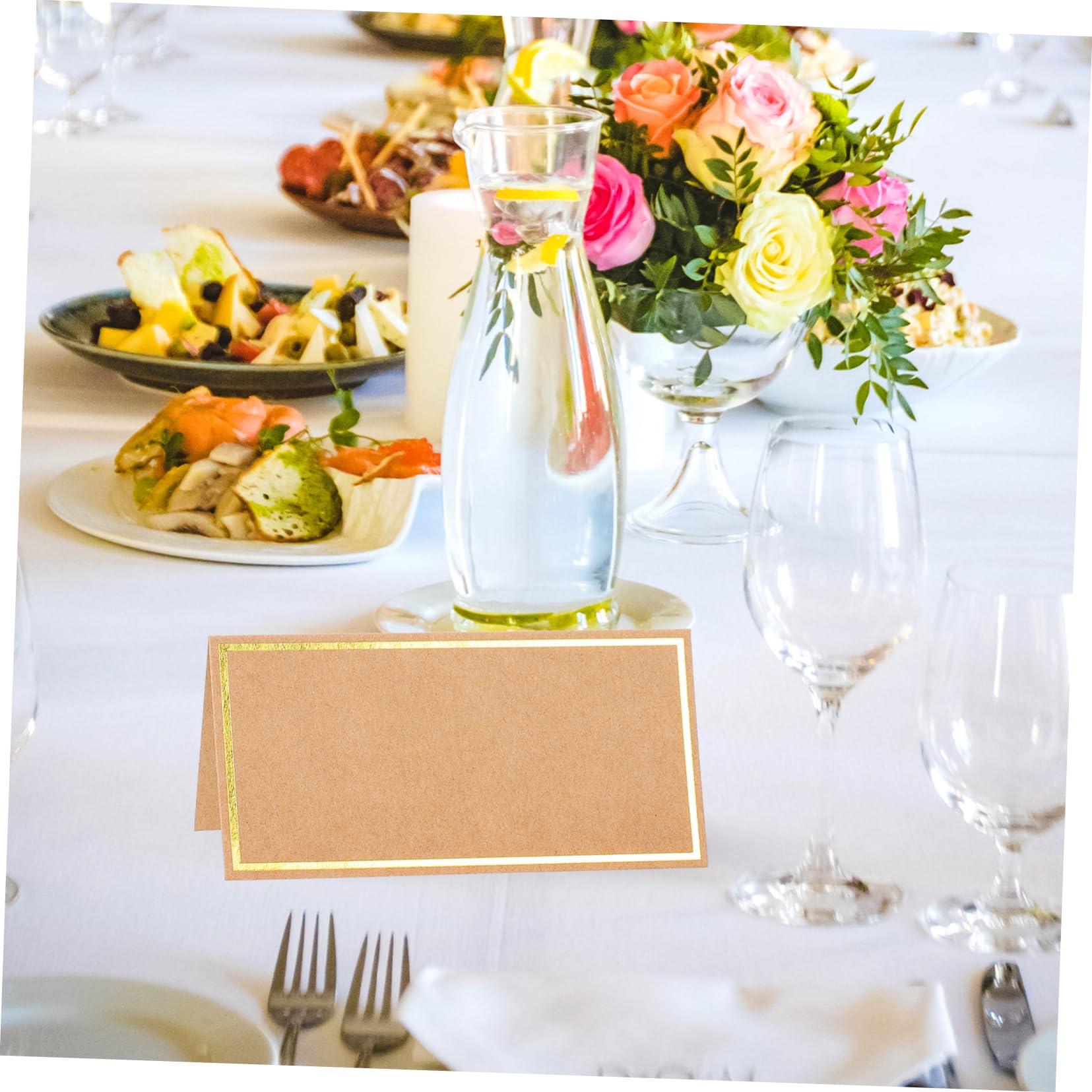 NUOBESTY 150stücke Hochzeit Platzkarten Blanko Hochzeitsdekoration Mit Goldprägung Mehrzweck Tischkarten Für Feiern Partys Und Bankette Elegante Namensschilder Aus Kraftpapier