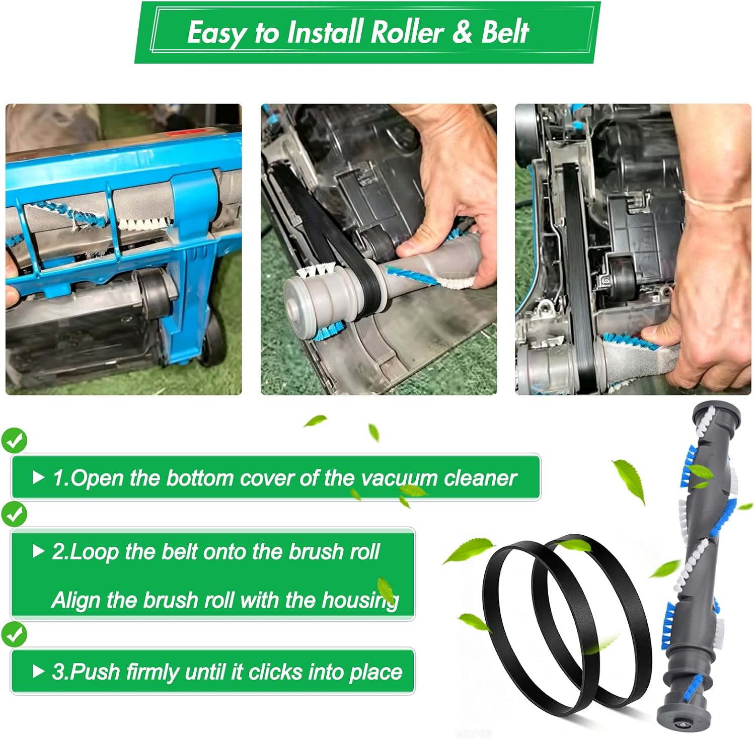 3313 3534 Replacement Brush Roll&2 Belts for Bissell PowerForce Helix Part
