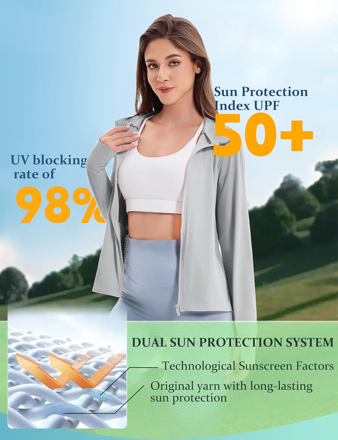Women's UPF 50+ UV Sun Protection Hoodie Breathable Cool Jackets Athletic Long Sleeve Shirts For Outdoor Hiking - Image 3