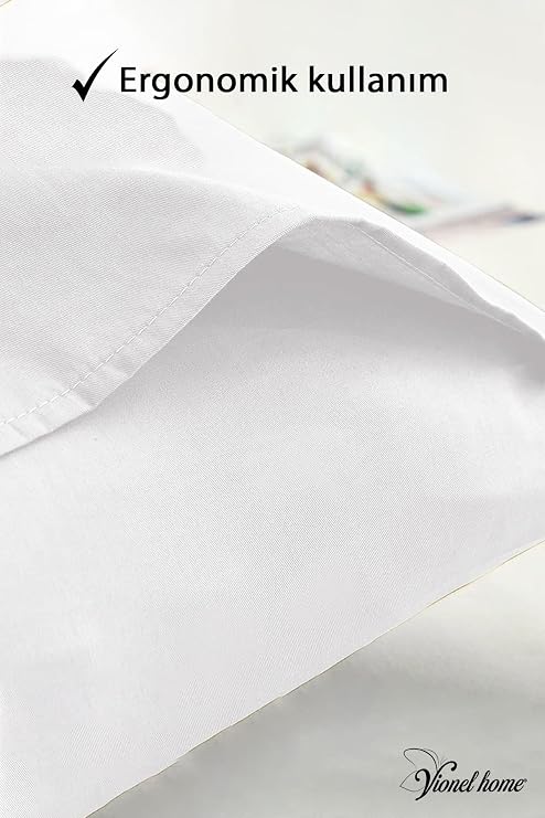 Vionel Home Cotton 2-Piece Pillowcase with Lid 50x70 cm - Soft and Breathable - Solid Color (White)