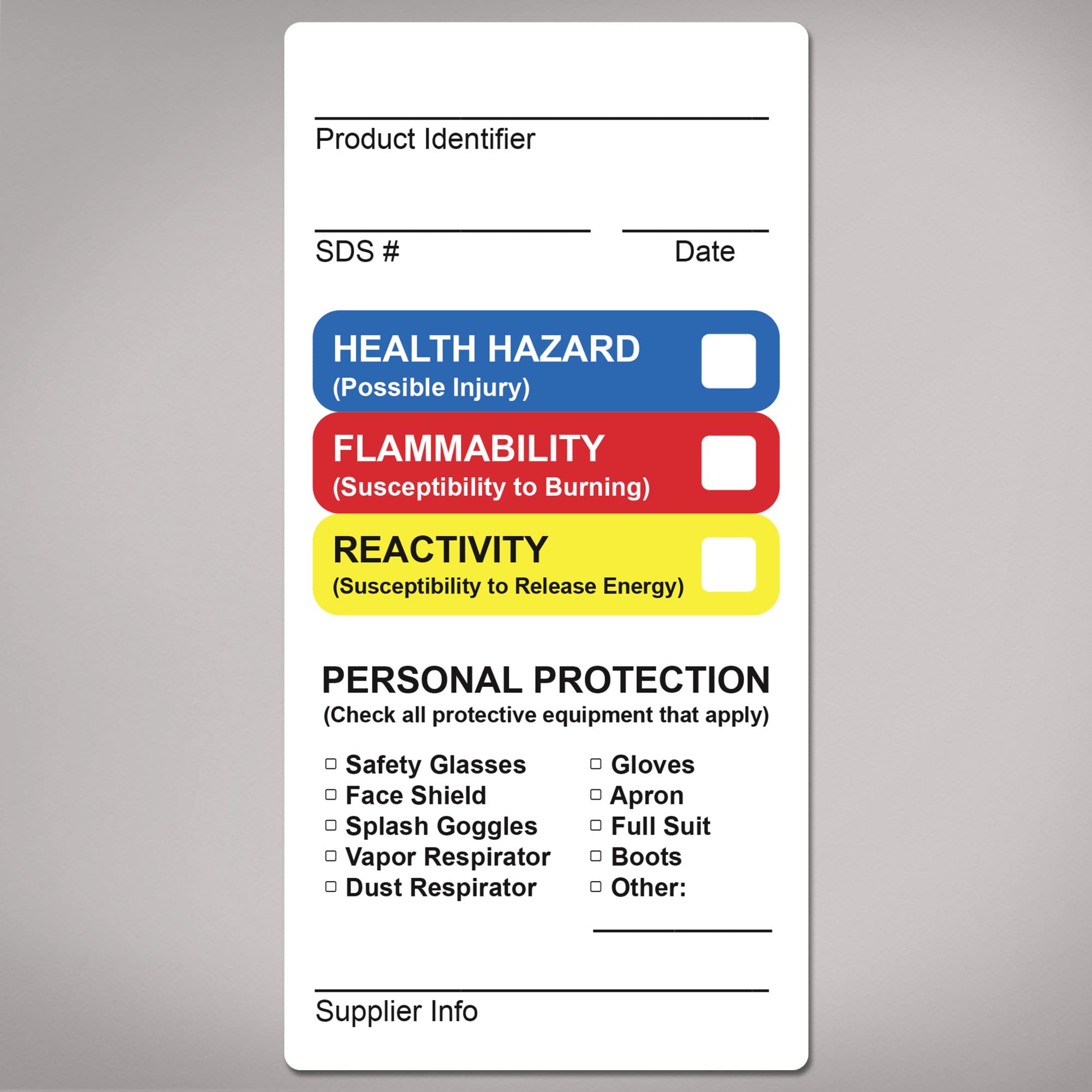 Avery HMIS Secondary Container Labels, Waterproof, Chemical Resistant, Preprinted, Handwrite-Only, 4" x 2", 100 HMIS Labels