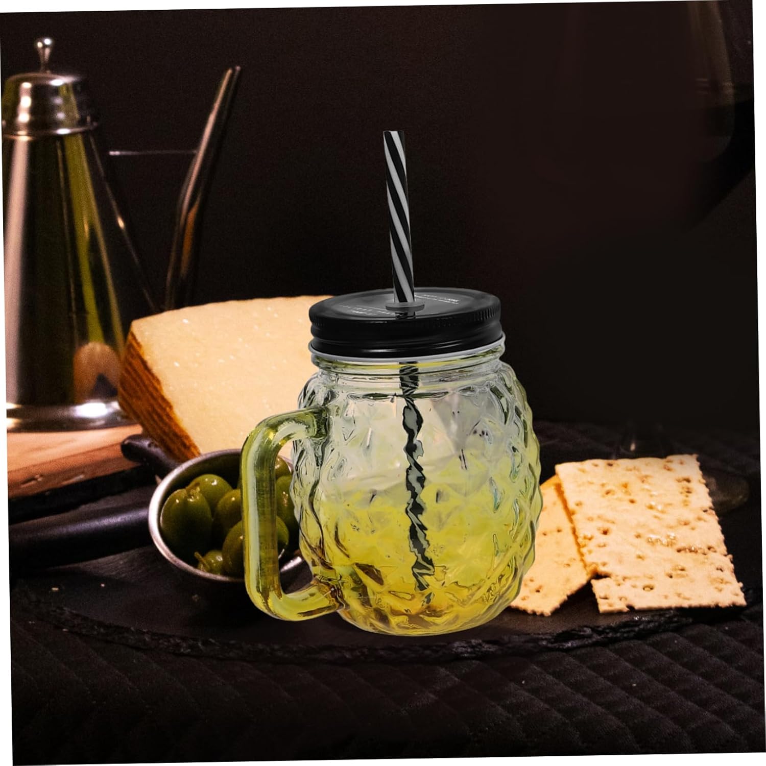 VICASKY 4Pcs Gradient Glass Juice Cups Transparent Capacity Beverage Tumblers with Leak Sealing for Pineapple Cocktail Bar Use