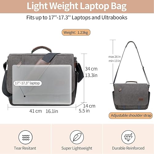 Miniatura 2 de Canvas Messenger Bag for Men Waterproof Business Bags for Men Vintage Canvas Laptop Bag