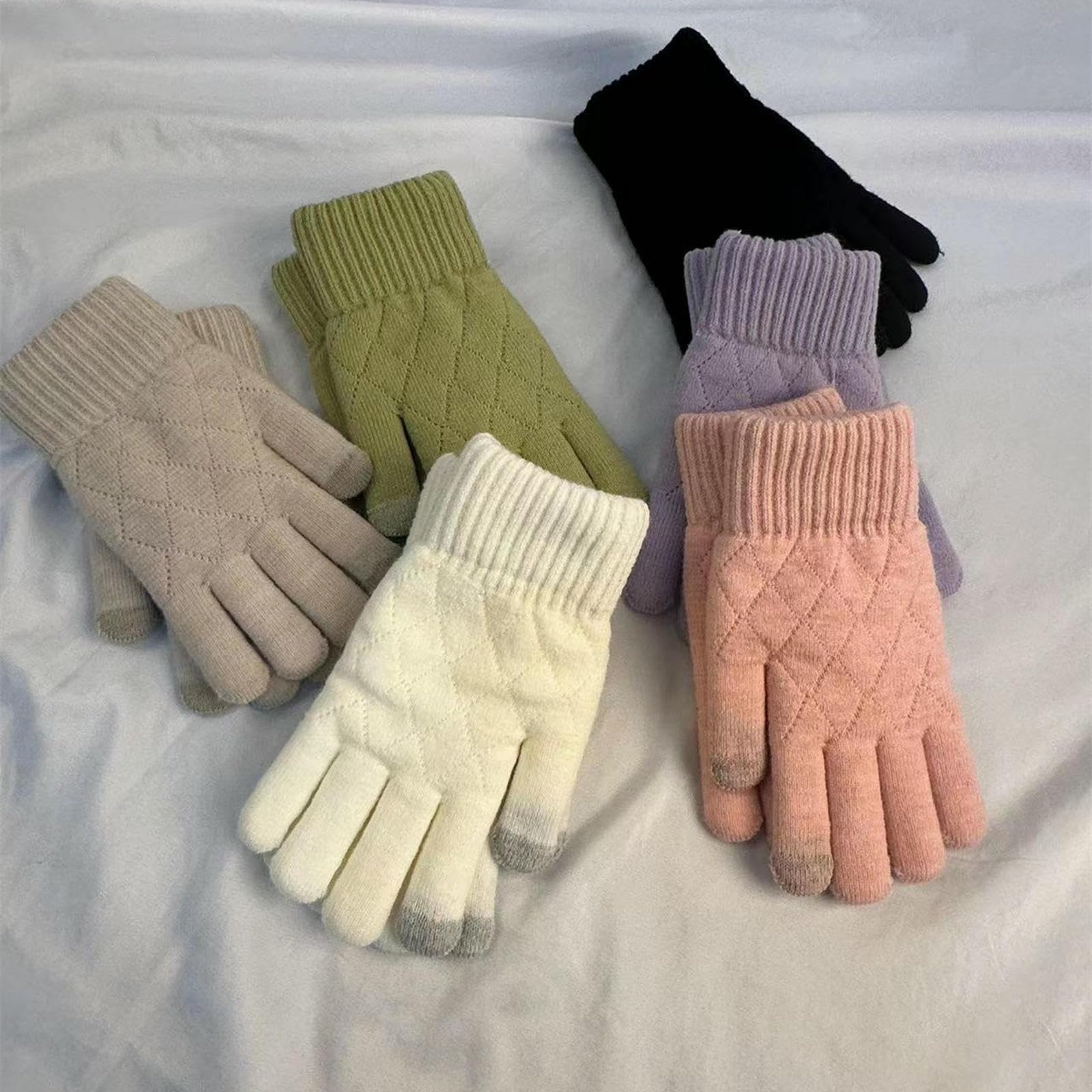 Guantes de Invierno para Mujer con Pantalla táctil, Forro Suave y puños elásticos para Mayor Comodidad y Calidez (Verde A)
