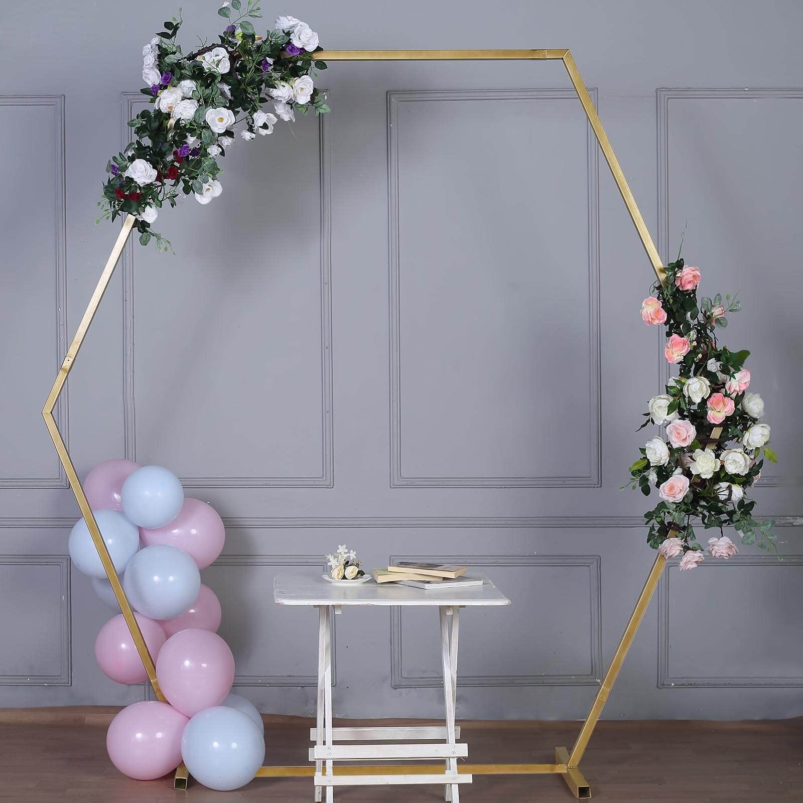 Buy Efavormart 8FT Tall Gold Hexagonal Metal Wedding Arch, Photo