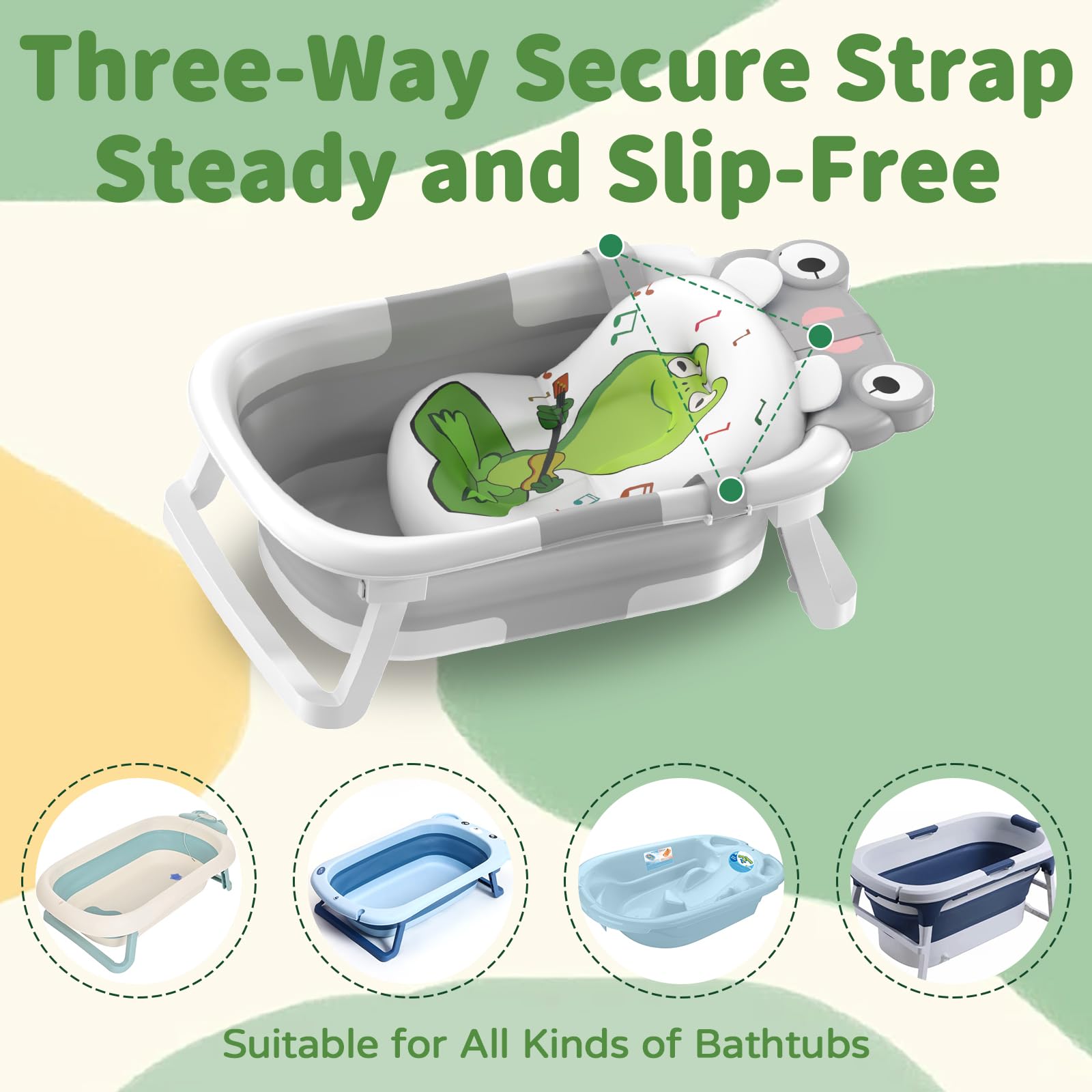 Coussin De Bain Bébé + Verre Doseur - Réducteur Baignoire Antidérapant, Support Confortable Et Pliable, Idéal 0-12 Mois