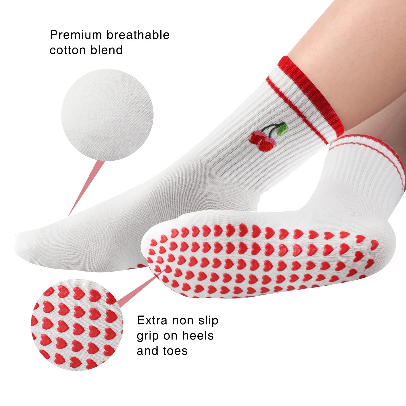 Pilates-Grip-Socken aus Baumwoll-Poly-Mischgewebe