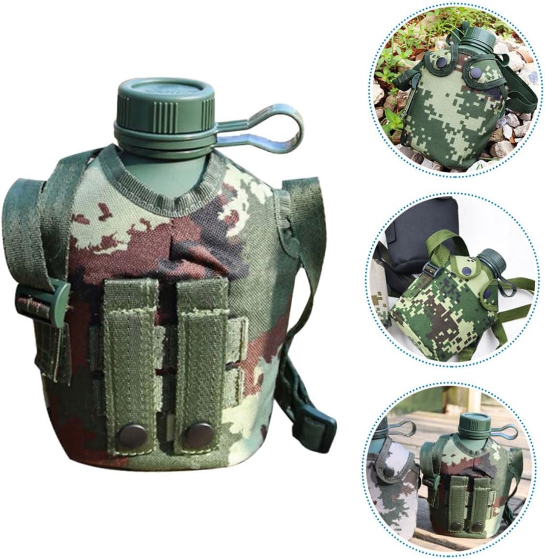 Outdoor Canteen Water Bottle for Hiking and Camping Lightweight and Portable Emergency Water Container for Outdoor Activities Camouflage Design