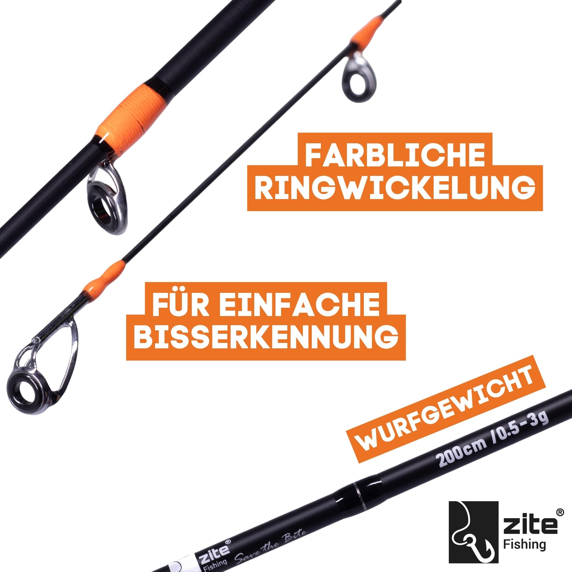 Zite Fishing Solid Strike UL Rute 200cm | Solid Tip Vollcarbon Spitze | 0,5-3g Wurfgewicht | Ultra Light Forellenrute für Gummiköder + Finesse Rigs Parabolische Aktion