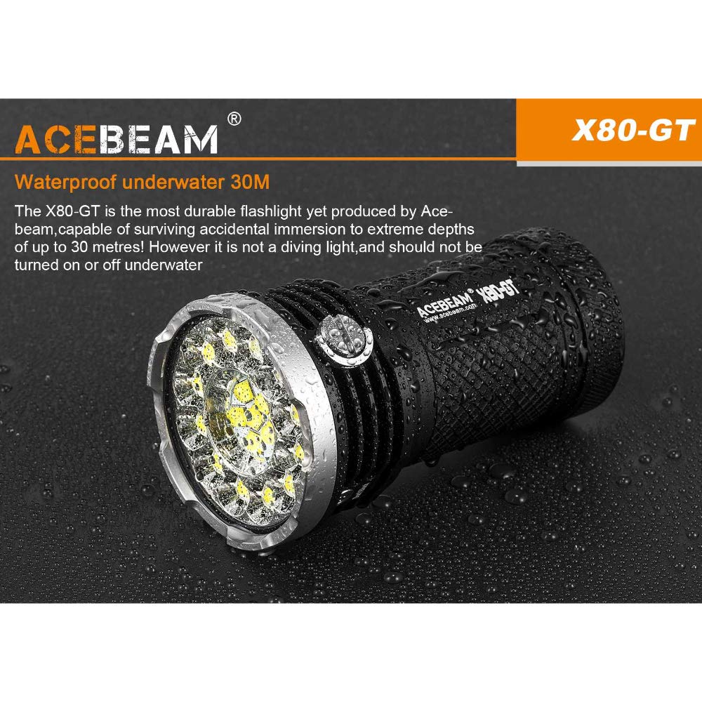Acebeam X80-GT Searchlight Flashlight 32500 Lumens Bundle with 4