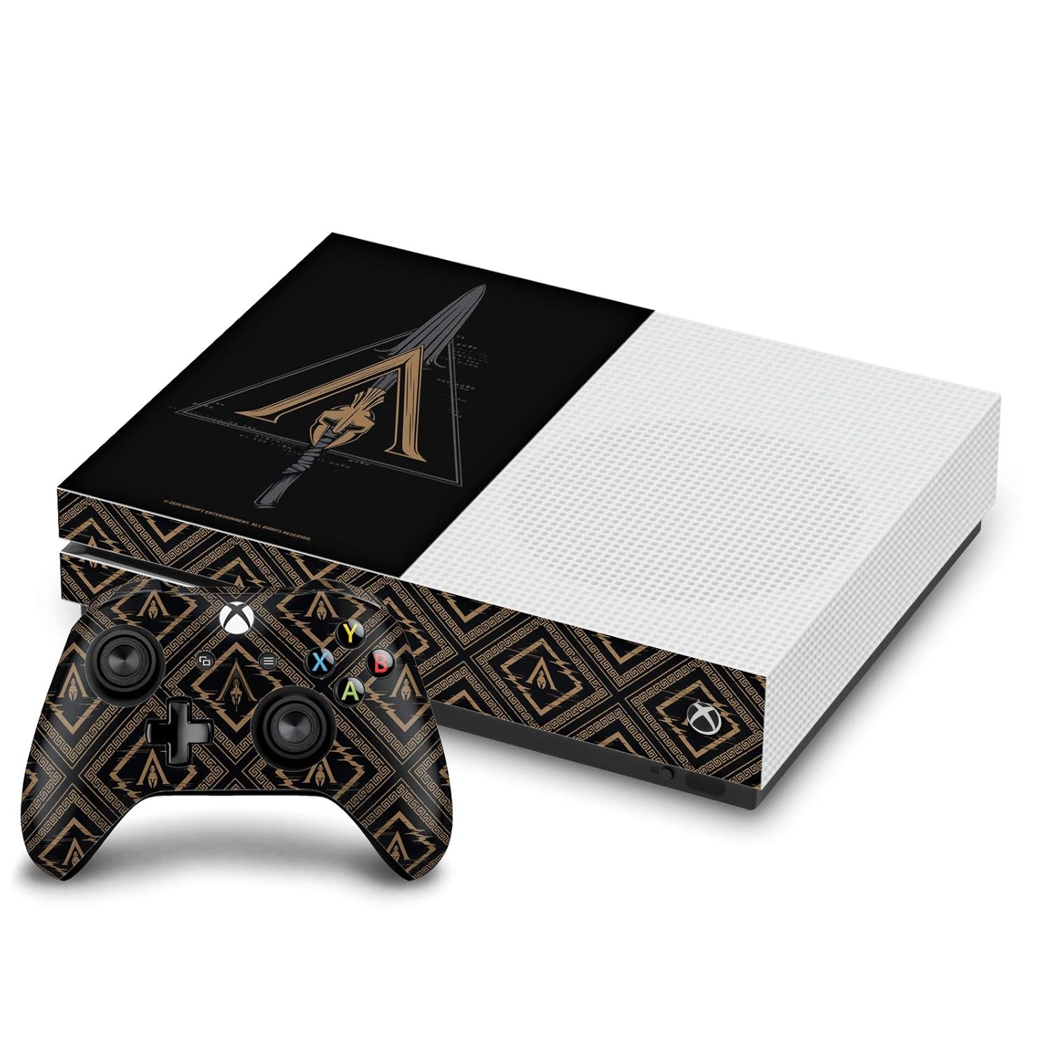 Head Case Designs Officially Licensed Assassin's Creed Crest & Broken Spear Odyssey Artwork Vinyl Sticker Gaming Skin Decal Cover Compatible With Xbox One S Console and Controller Bundle