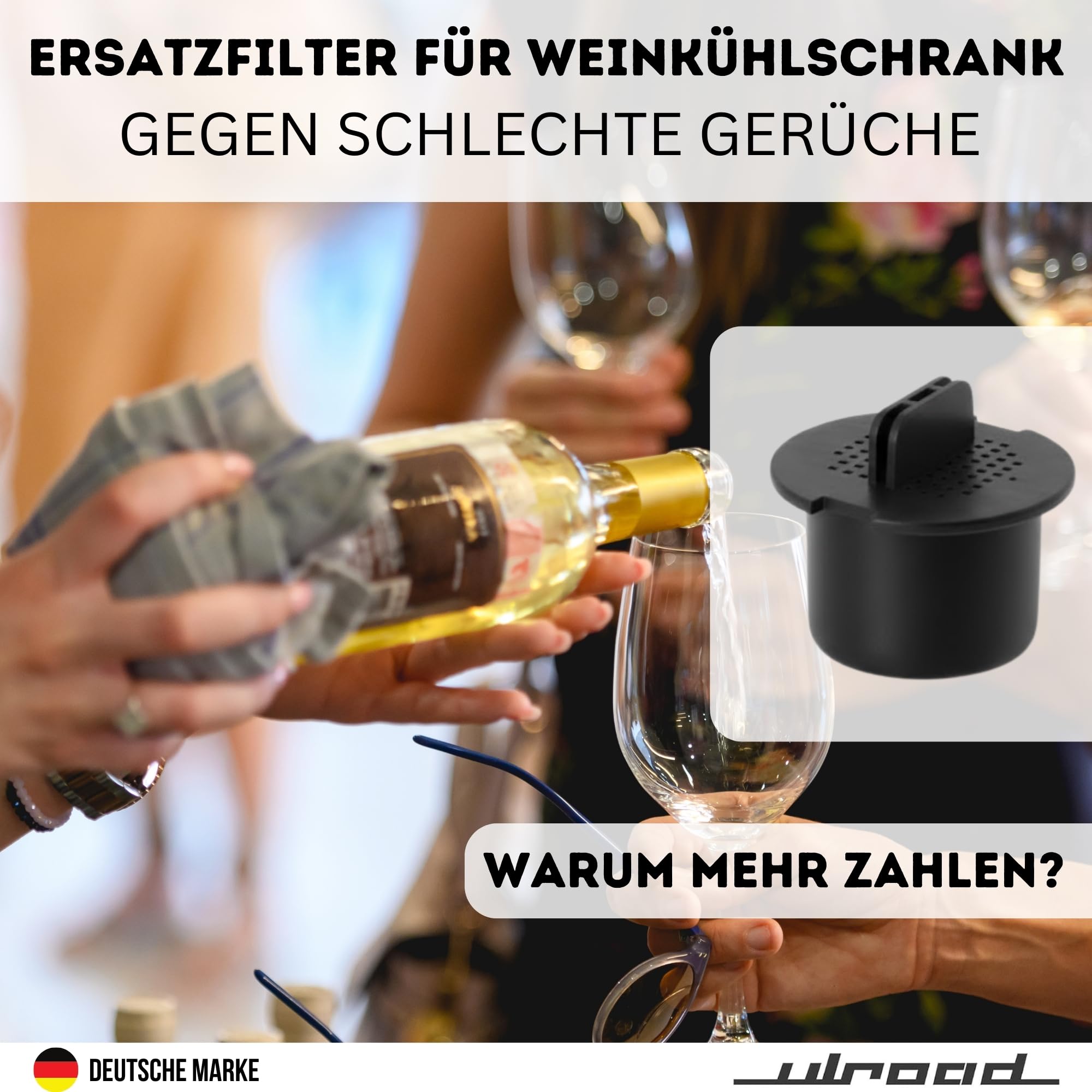 2 filtros de carbón activo para vino compatibles con Liebherr 7433243 para frigorífico, para vinos Miele 9447050 5466530 Bosch 00467217