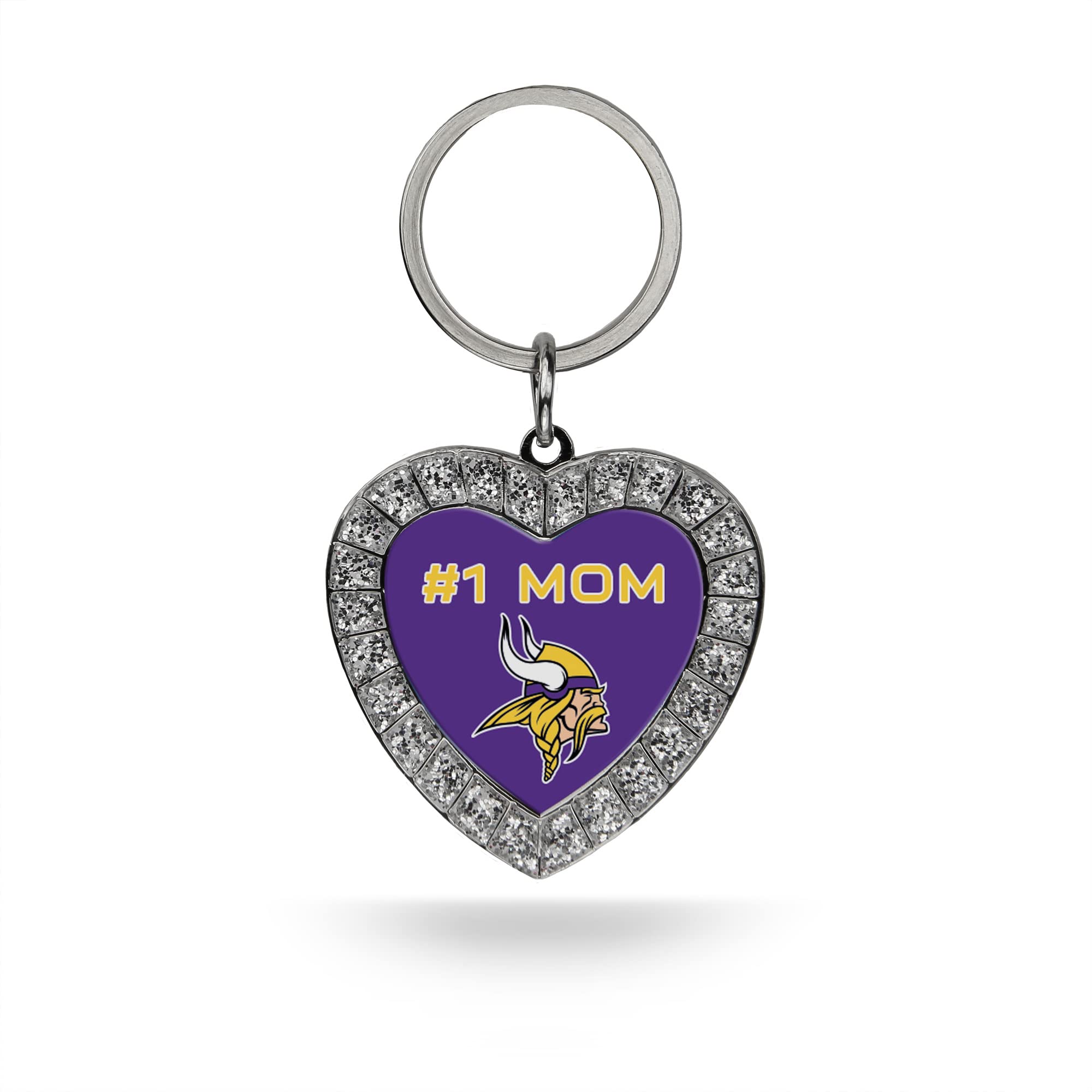 Rico Industries NFL Football Rhinestone Heart Keychain - Great Accessory