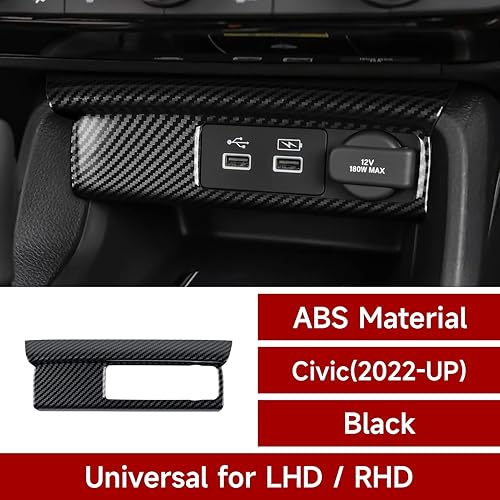Miniatura 118 de Car Central Armrest Box Cover Decals for 2022 2023 2024 2025 Honda Civic 11th Gen Accessories ABS Carbon Fiber Interior Stickers
