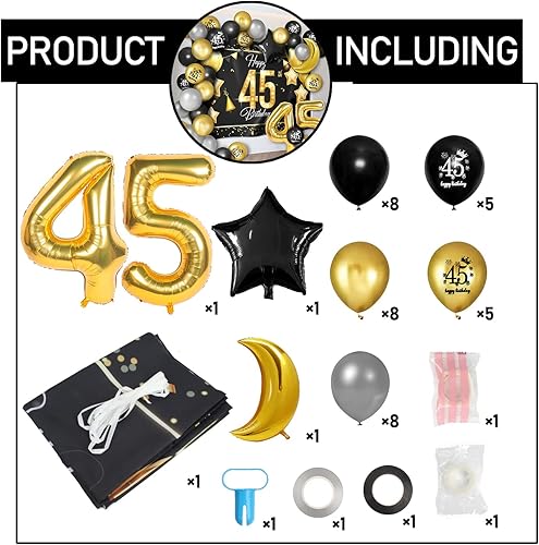 Miniatura 22 de Juego de globos dorados de feliz cumpleaños número 31 – Saludos a los 31 años de edad, guirnalda temática de fiesta con estrellas y luna, decoración