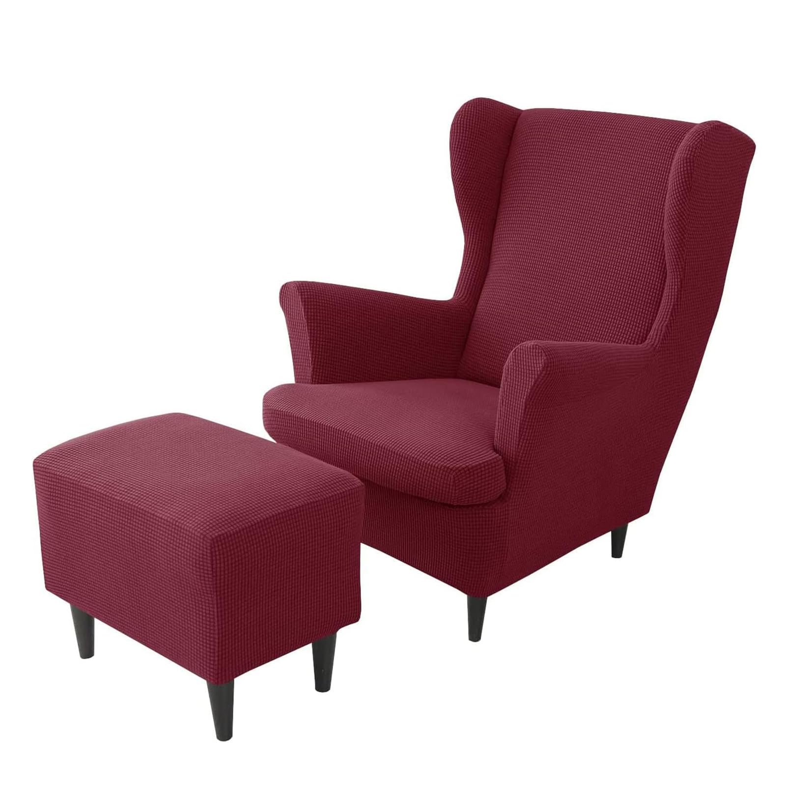 Funda elástica para sillón orejero y fundas protectoras de reposapiés