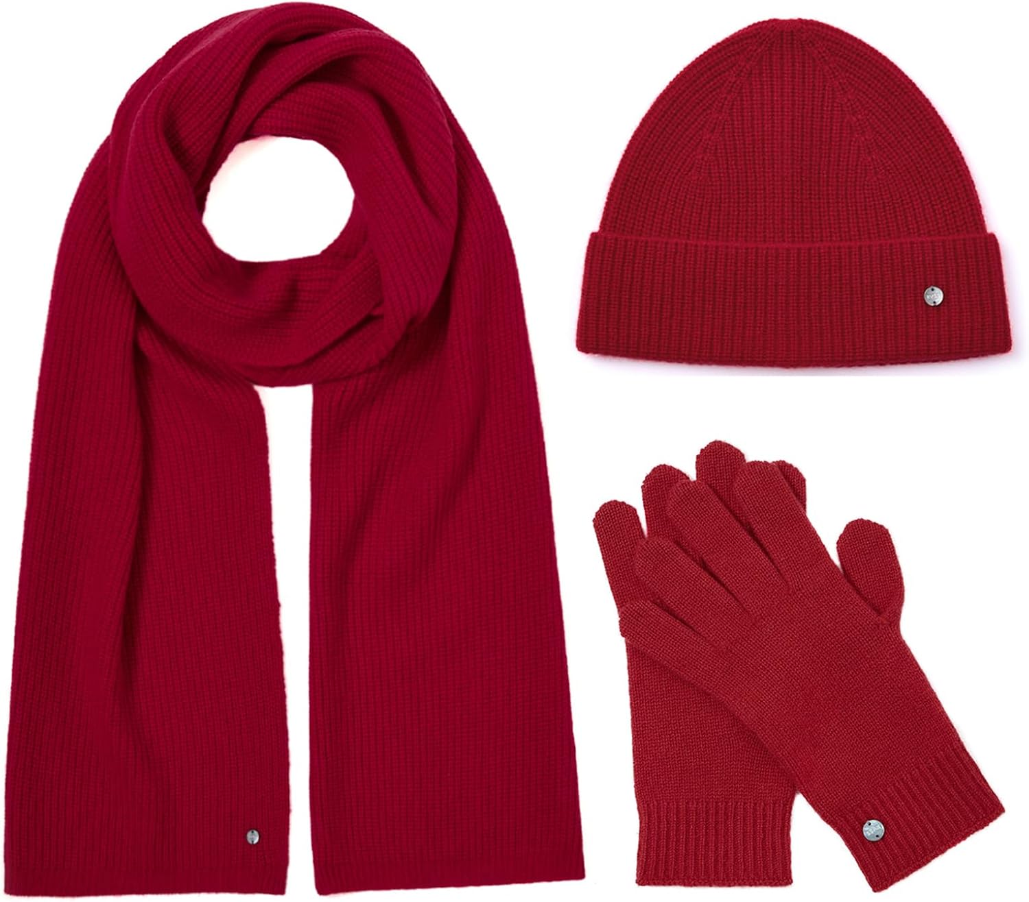 KVSS 100% Pure Cashmere Hat Scarf and Gloves Set for Women Knit Beanie Winter Set | Luxury from inner Mongolia