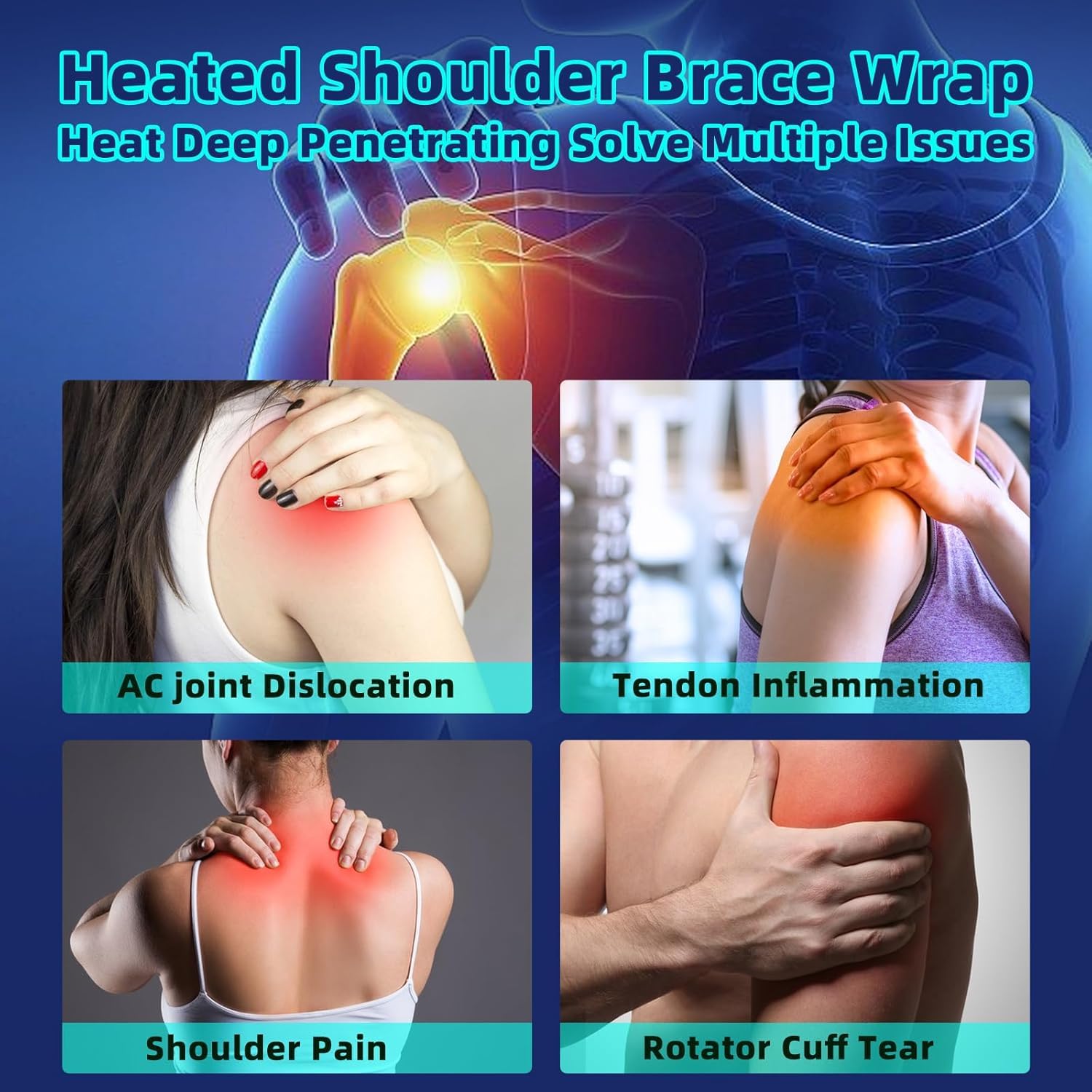 Photo 1 of Shoulder Heating Pads for Pain Relief - Jade Stone Heated Shoulder Wrap with 3 Temperature Settings, Ideal for Rotator Cuff, Shoulder Soreness Relief at Home,Office-Jet Black