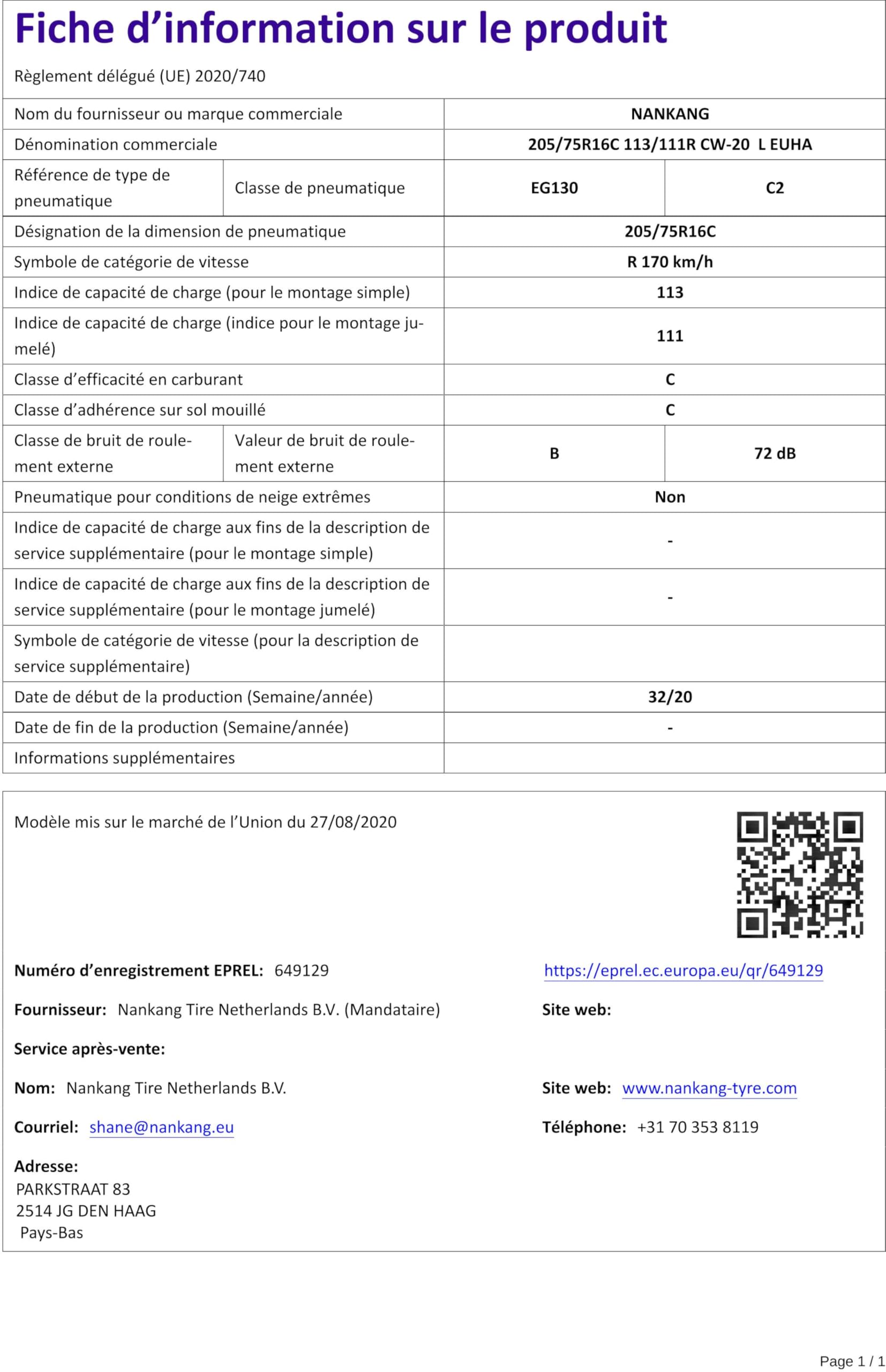 Nankang S7409070 - Pneumatico per furgoni, unisex, multicolore, standard