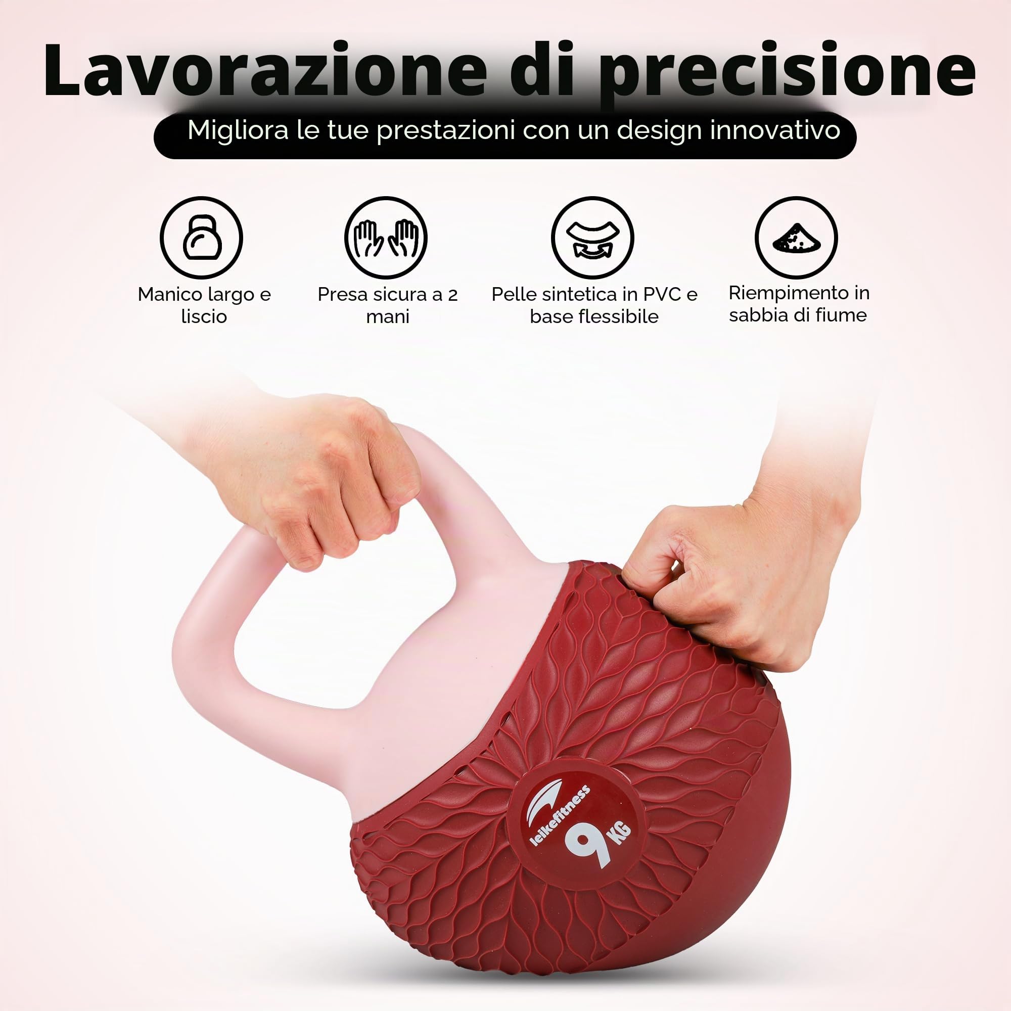Leikefitness Kettlebell morbidi, impugnatura antiscivolo per donne e uomini, ammortizzati e sicuri per l'allenamento della forza, allenamento a casa