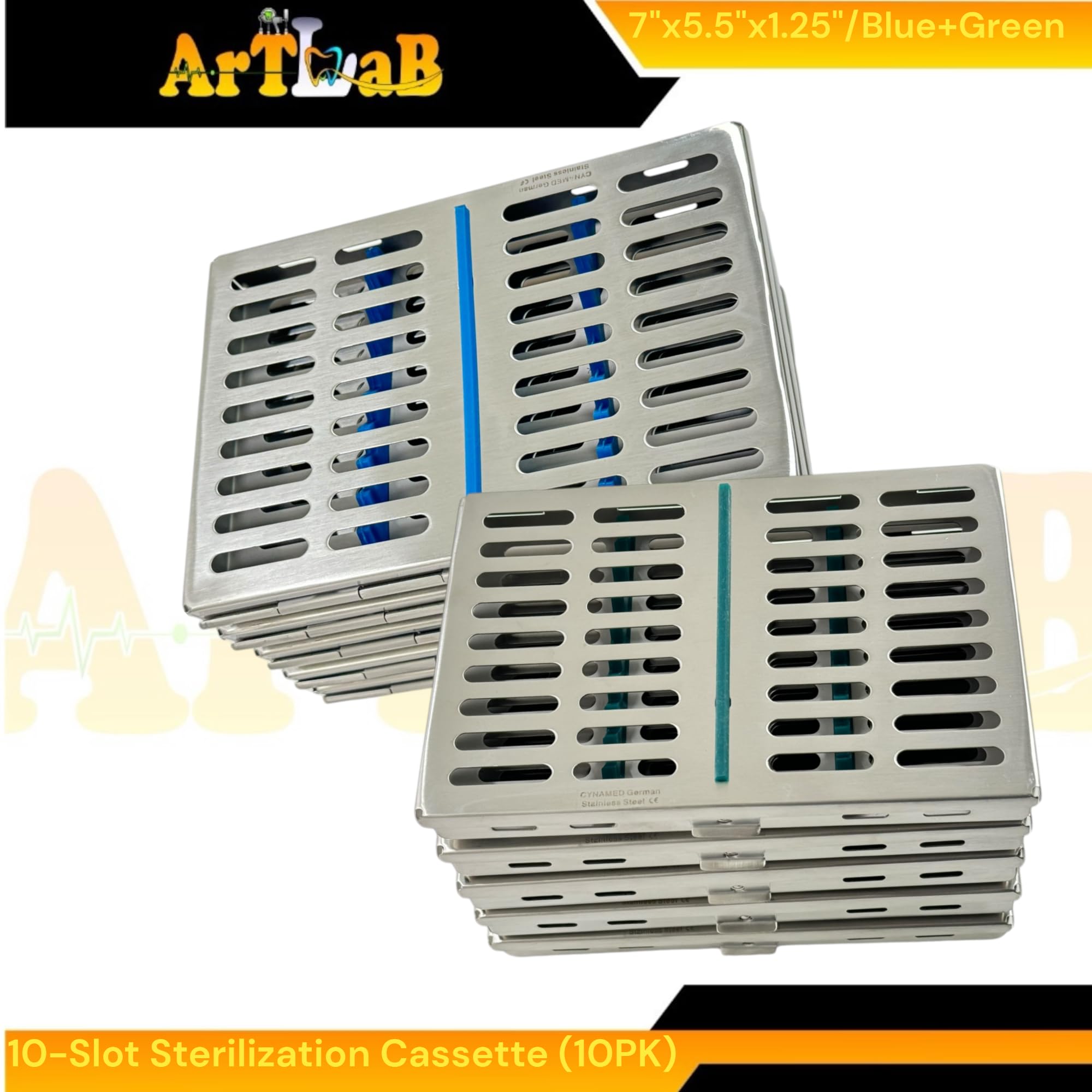 Bundle of 10 Instruments Cassette Rack for Autoclave Sterilization Cassette by Ahint Instruments (7, for 10 Instruments)