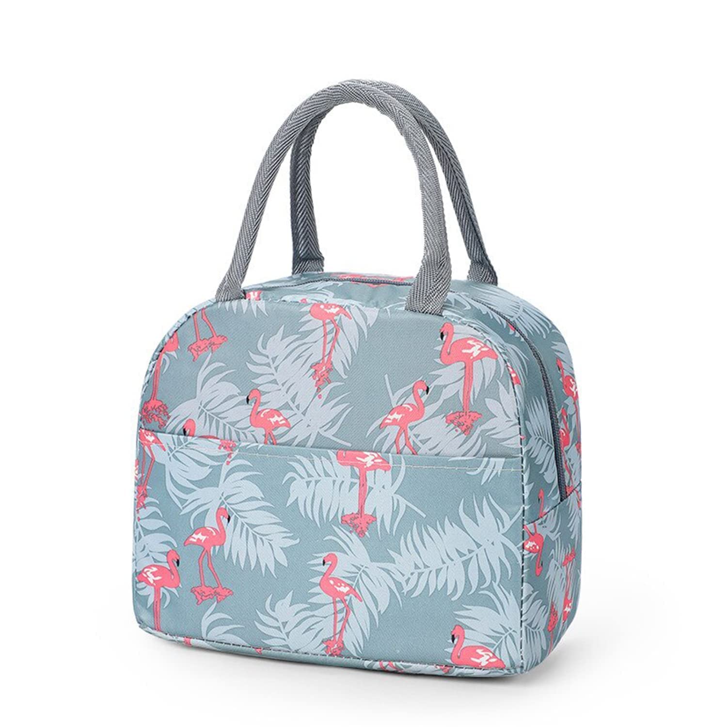 Dec Kitchenpro Insulated Lunch Bag for Women | Kids – Reusable Thermal Cooler Tote, Portable Lunch Box for School, Work, Office, Gym, Picnic – Lightweight Nylon Storage Organizer (Grey Flamingo)-image-49