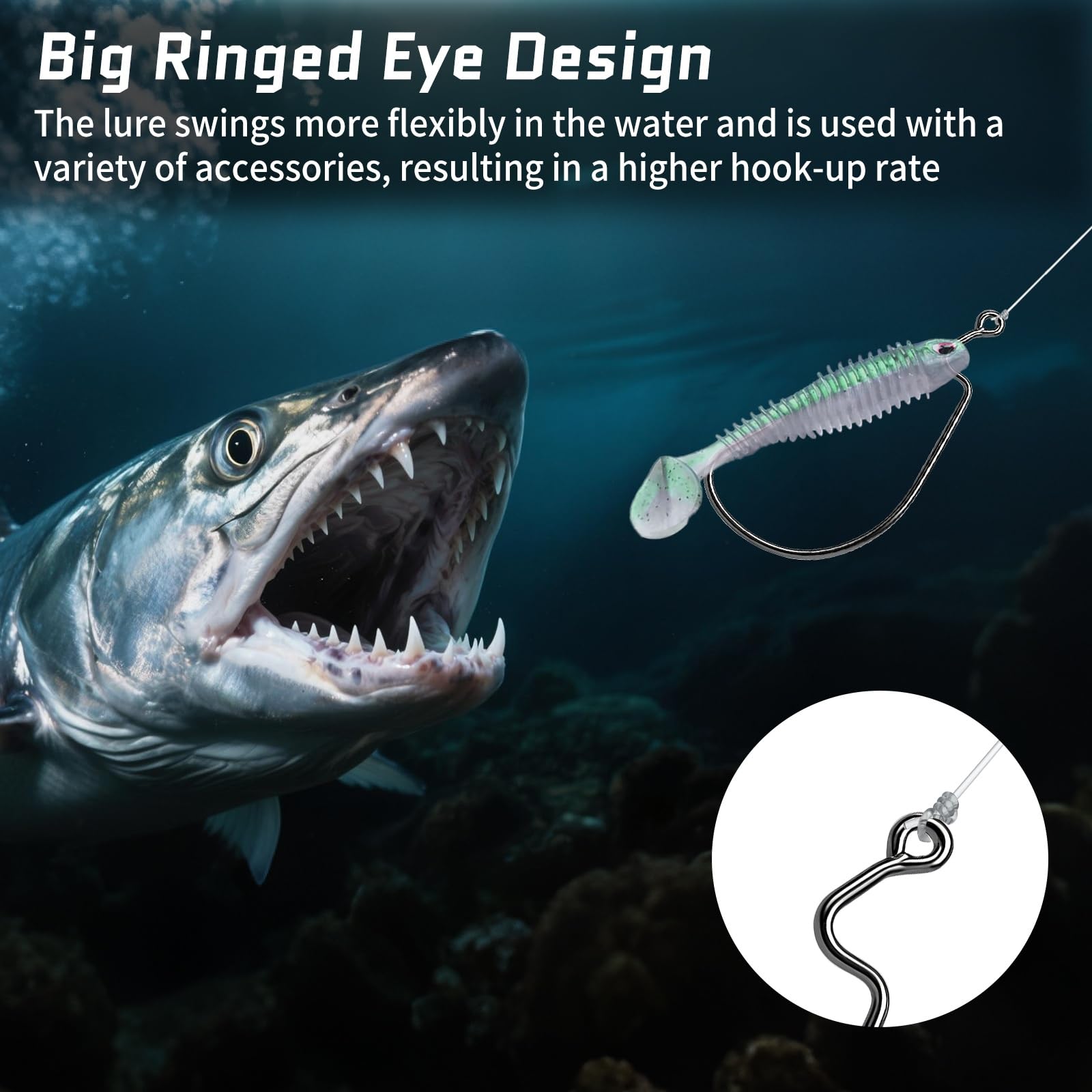 Ami da Pesca Ami for la Pesca alla spigola 25-100 Pezzi Offset Worm Hook Rig Esche Vive for Acqua salata d'Acqua Dolce