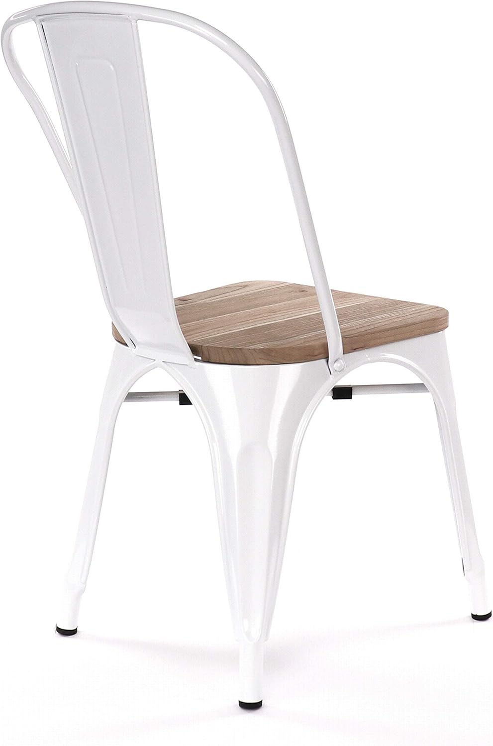 Stackable Dining Chairs, Set of 4, White Light Wood