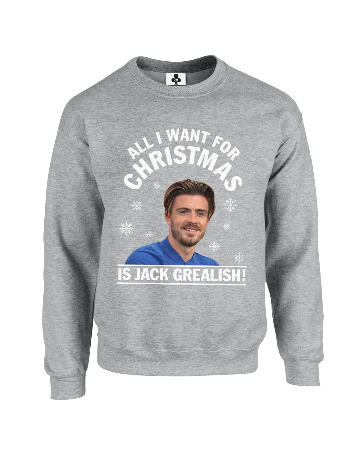 Taylor Brown Unisex Heather Grey All I Want For Christmas Is Jack Grealish Xmas Festive Football Footy Funny Adults Sweatshirt Jumper