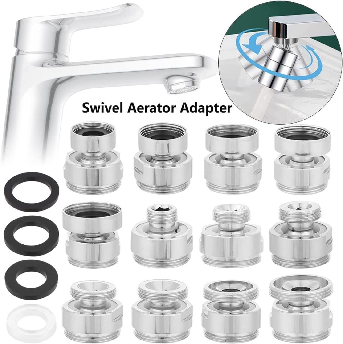 Perlator do kranu Adapter do kranu Aerator do kranu 1 szt. Stopień napowietrzacza do kranu Regulowane mosiężne złącze do kranu Obrotowy adapter aeratora Bateria prysznicowa Adapter aeratora Armatura d