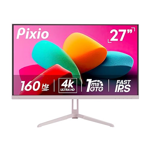 Pixio PX27U Wave Pink 27 inch 160Hz Refresh Rate 4K 3840x2160p Resolution Fast IPS Panel 1ms GTG Response Time 4K Pink Gaming Monitor with Adaptive Sync - 160Hz 2160p 1ms - 160Hz 1ms 2160p 4K - Pink