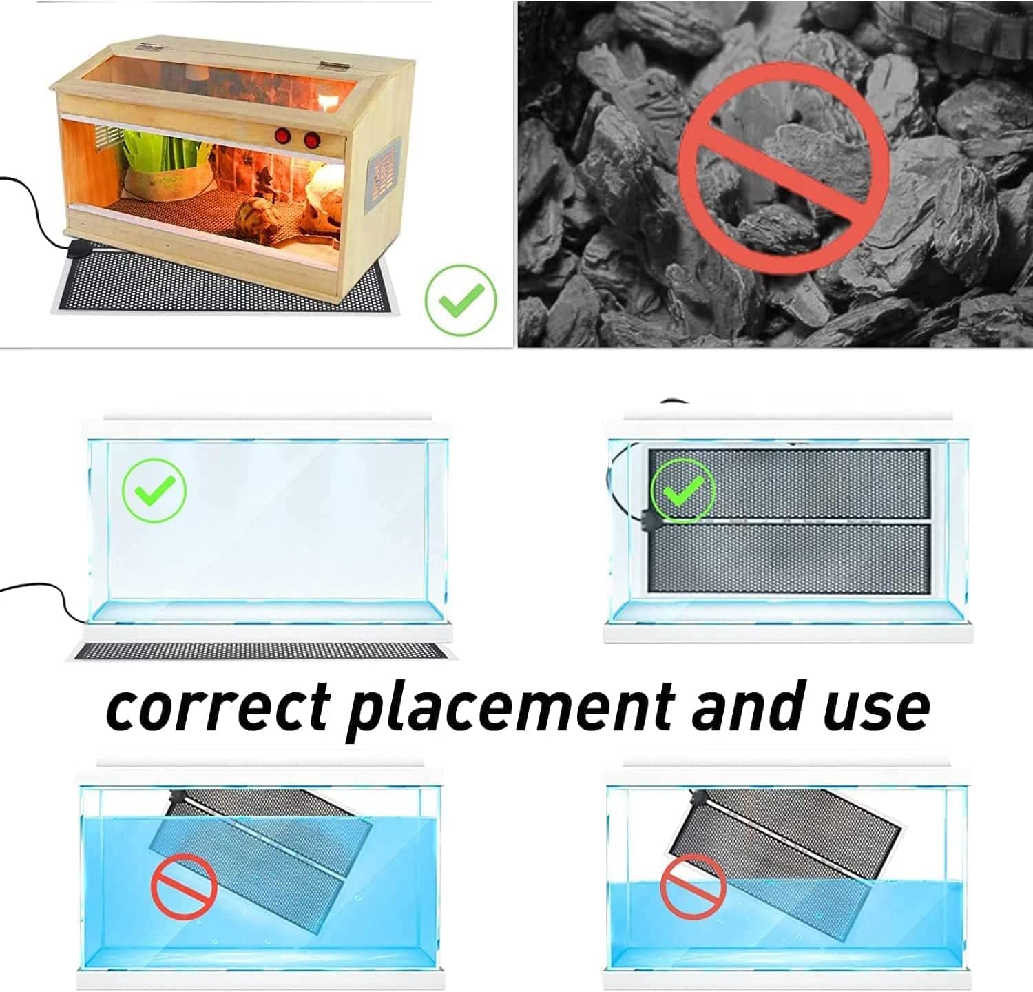 Reptile Heat Mat Reptile Heating Pad, 25/45W Adjustment Waterproof Heat Mat, with Temperature Control, for Reptiles Or Chicken Coop - Safety Animals House Heater (Size : 25w(28x12.5cm))